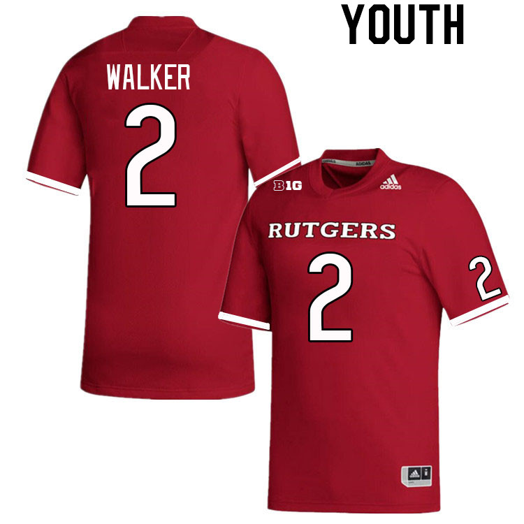 Youth #2 Moses Walker Rutgers Scarlet Knights College Football Jerseys Stitched Sale-Scarlet
